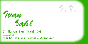 ivan vahl business card